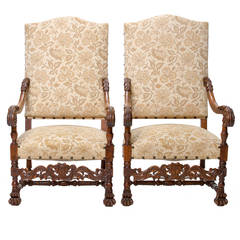 19th Century Pair of Louis XIV Beechwood Armchairs