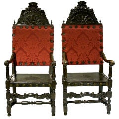 A Pair of Italian Walnut Armchairs