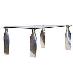 An Exceptional and Unique Mirror Polished Aluminum Airplane Propeller Table