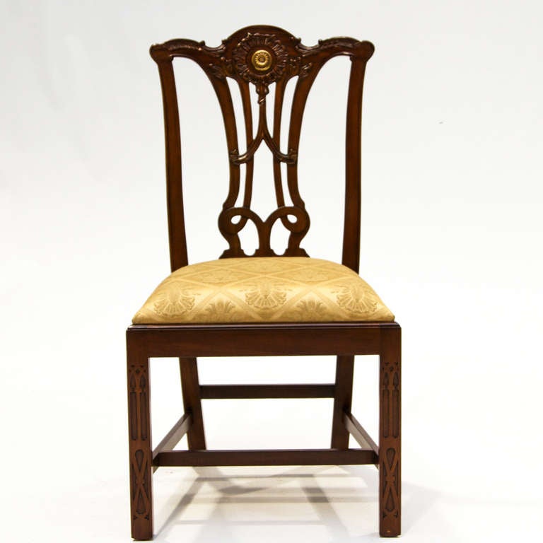 Philippine 10 Straight Leg Chippendale Mahogany Dining Chairs