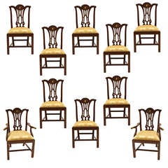 10 Straight Leg Chippendale Mahogany Dining Chairs