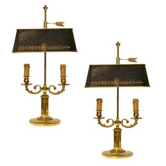 19th Century Two Branch French Empire Bouillotte Lamps