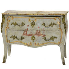 Régence Bombe Painted Commode from the 19th Century