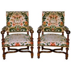 A Fabulous Pair Of Louis XIII Style Armchairs
