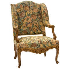 19th Century Régence Inspired Carved Wing Chair