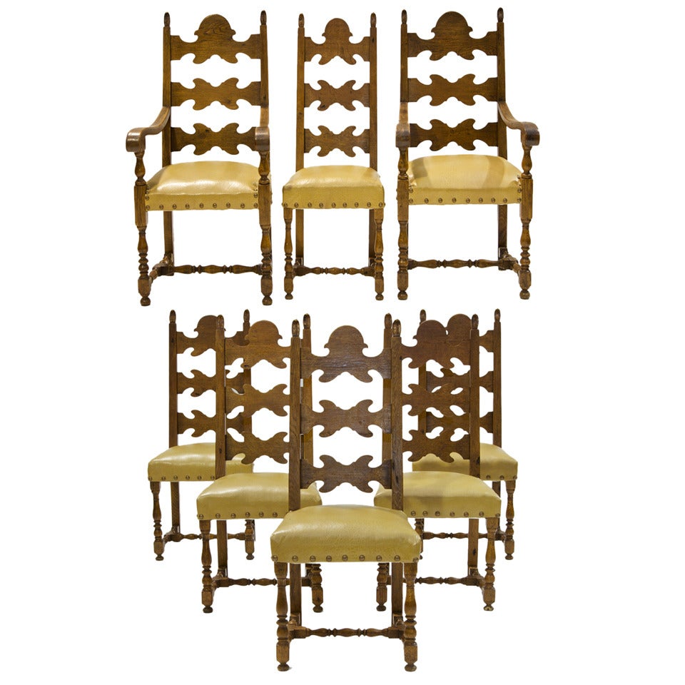 Spanish Ladder Back Dining Chairs 19th c.