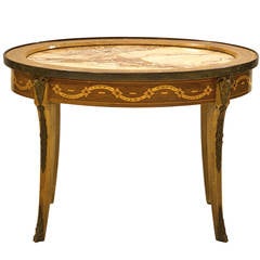 19th Century Italian Oval Table With Marble Insert