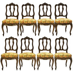 Louis XV Style Walnut Side Chair 19th C. Set of 8