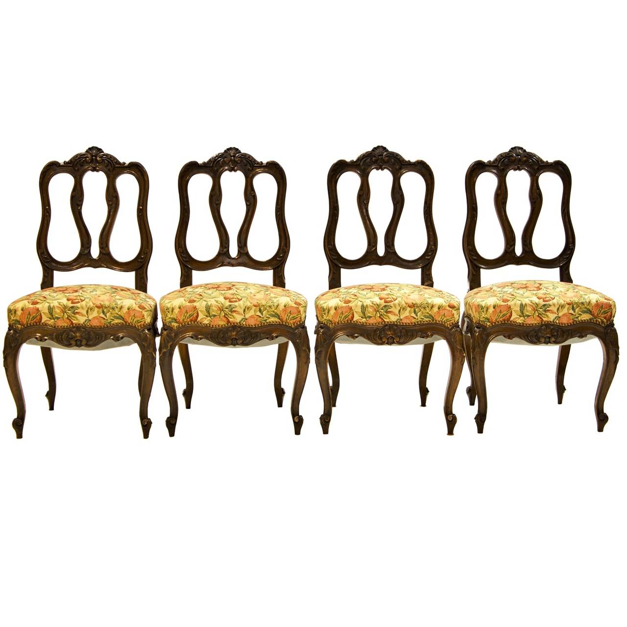 Louis XV Style Walnut Side Chair 19th C. Set of 8 1