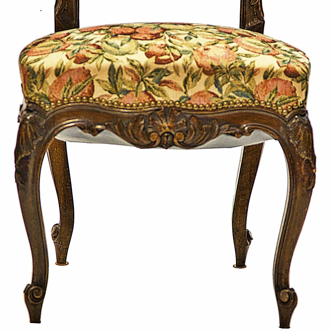 French Louis XV Style Walnut Side Chair 19th C. Set of 8