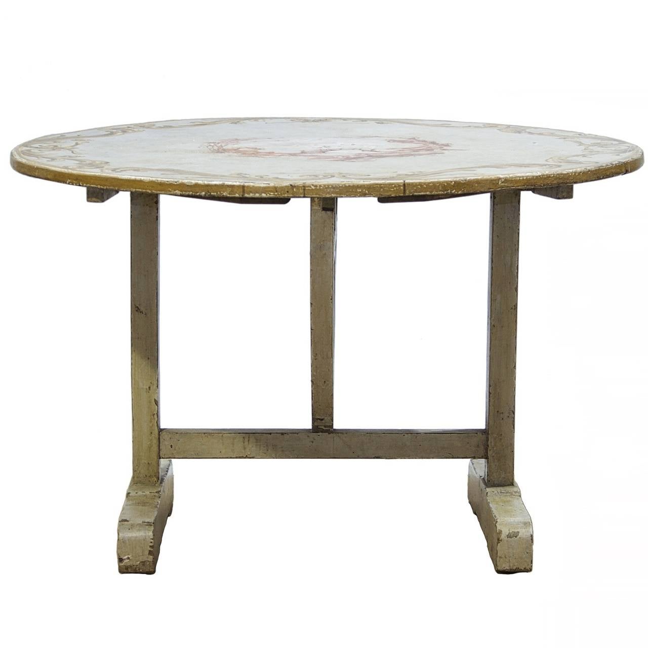 Rustic 19th Century Wine Tasting Table with Vintage Painting