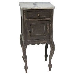 Painted Louis XV Marble Top Bed Side Table