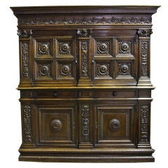 Italian Renaissance Walnut Four Door Cabinet