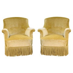 Vintage A Pair of Elegant French Fauteuil Crapaud