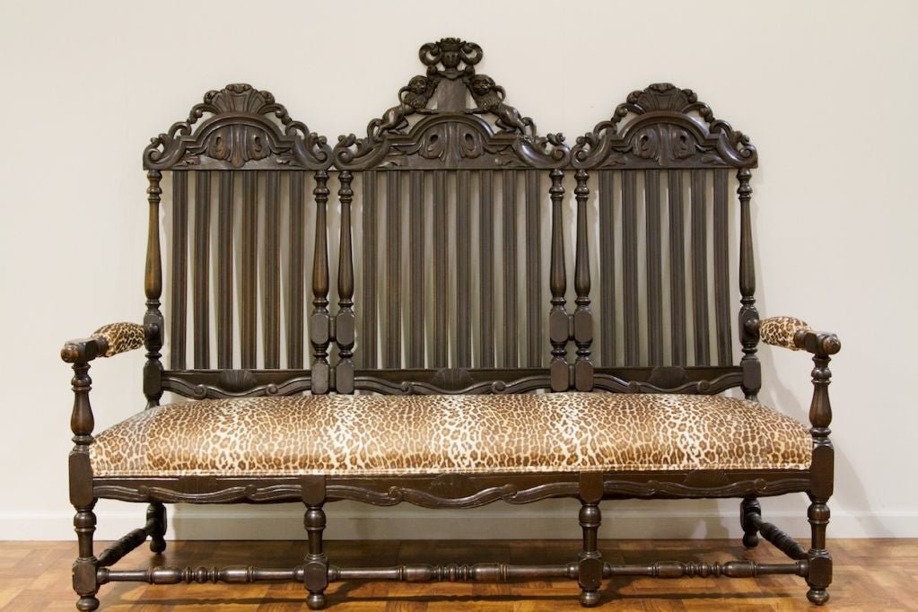 An Impressive English Triple Back Settee With A Coat Of Arms