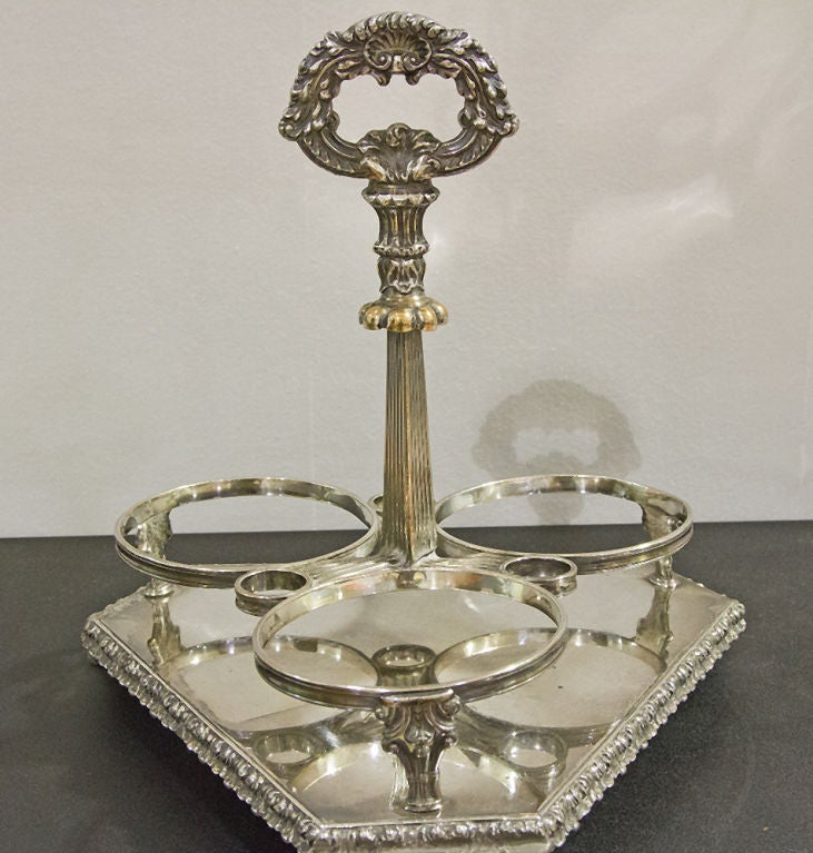 Set of Decanters in a Silver Plated Stand 1