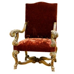 Italian Rococo Walnut Arm Chair