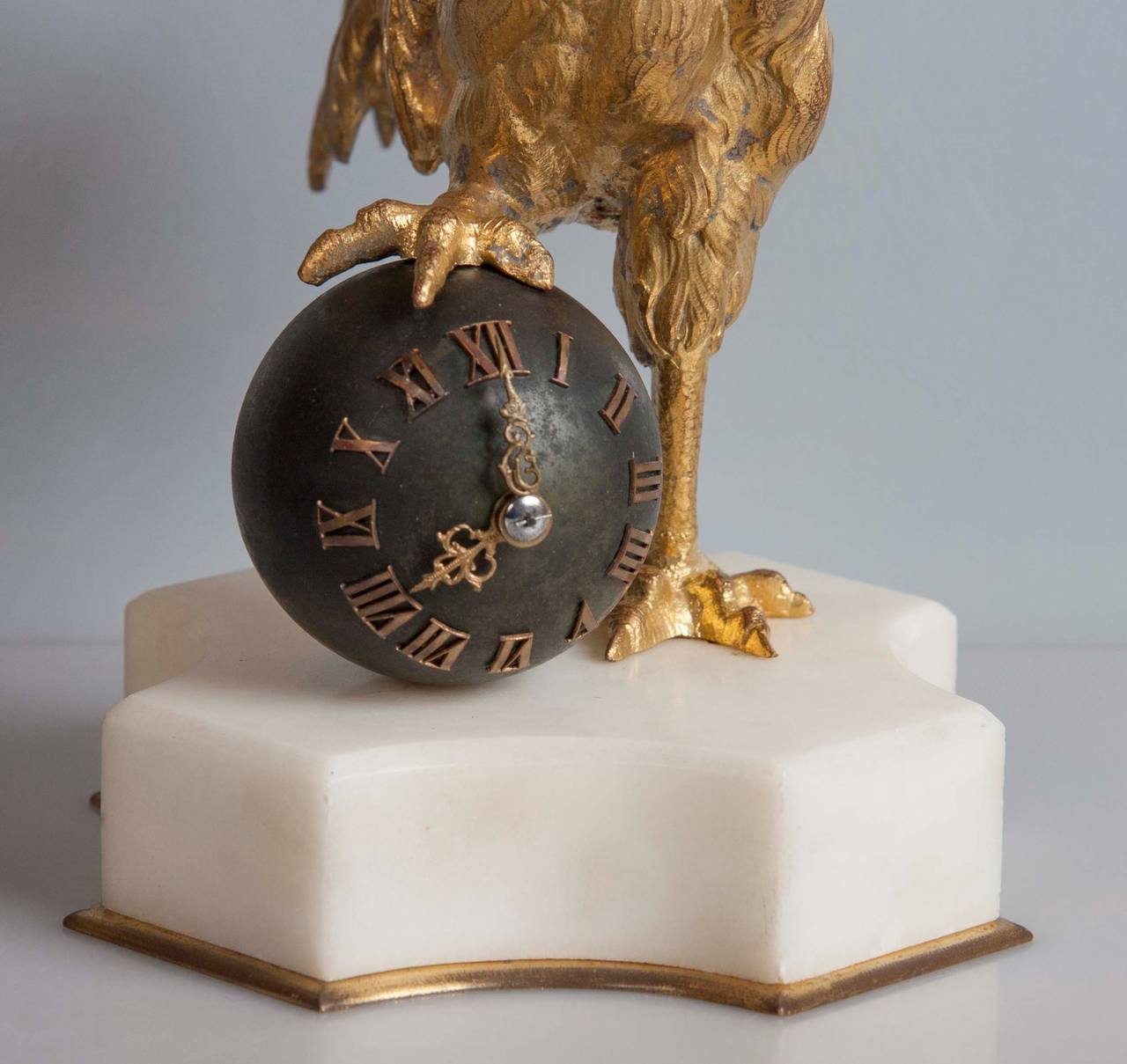 Bronze 19th Century French Rooster Clock For Sale