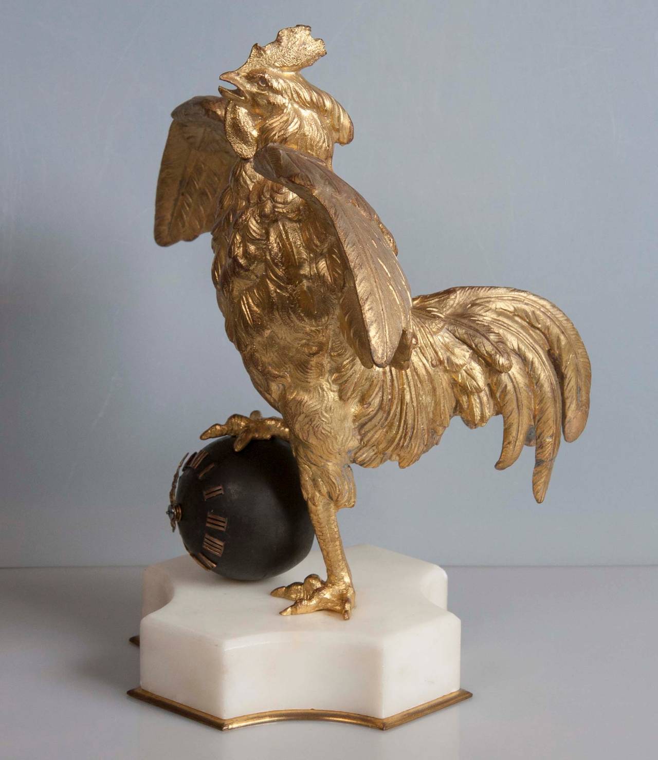 Stile impero Orologio a forma di gallo francese del XIX secolo in vendita