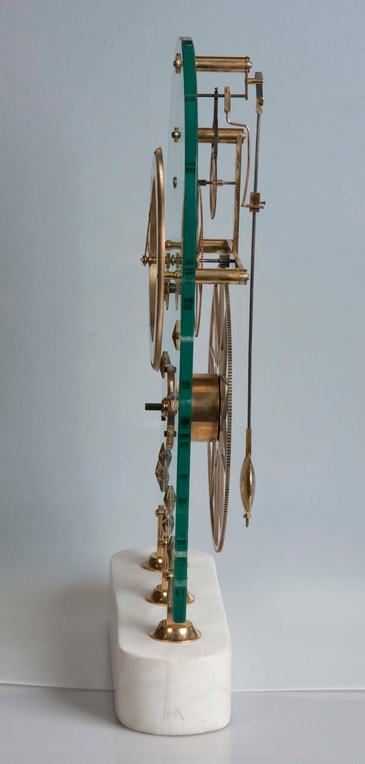 19th Century French Glass Skeleton Clock