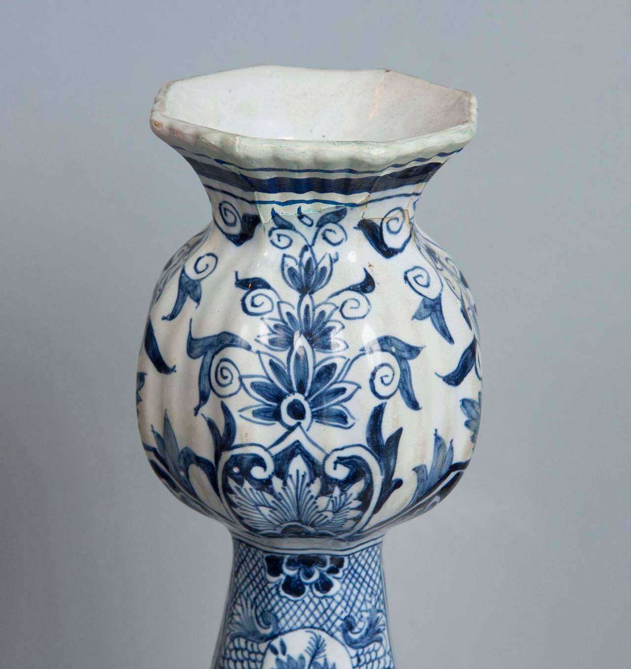 19th Century Pair of Blue and White Delftware Vases