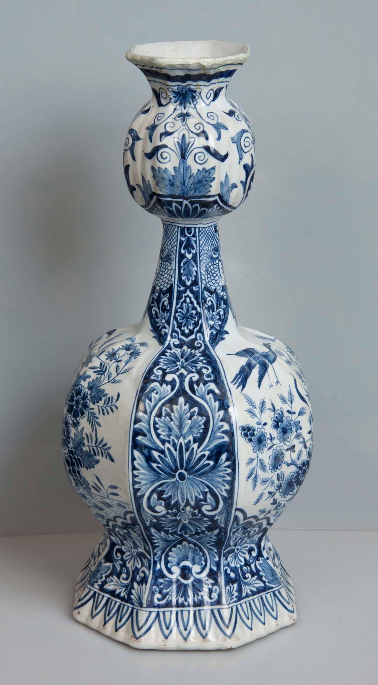 Dutch Pair of Blue and White Delftware Vases