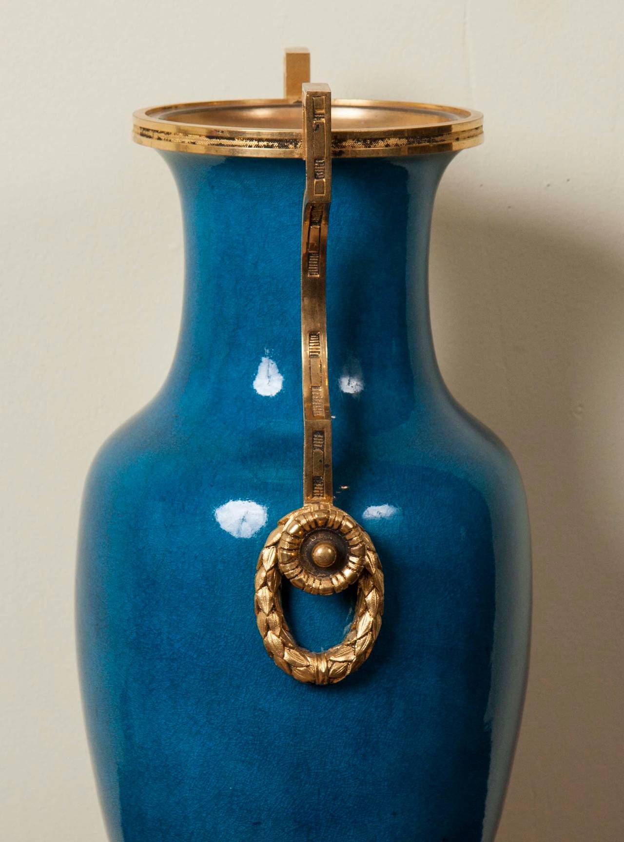 Bronze Paire de vases turquoises par Theodore Deck