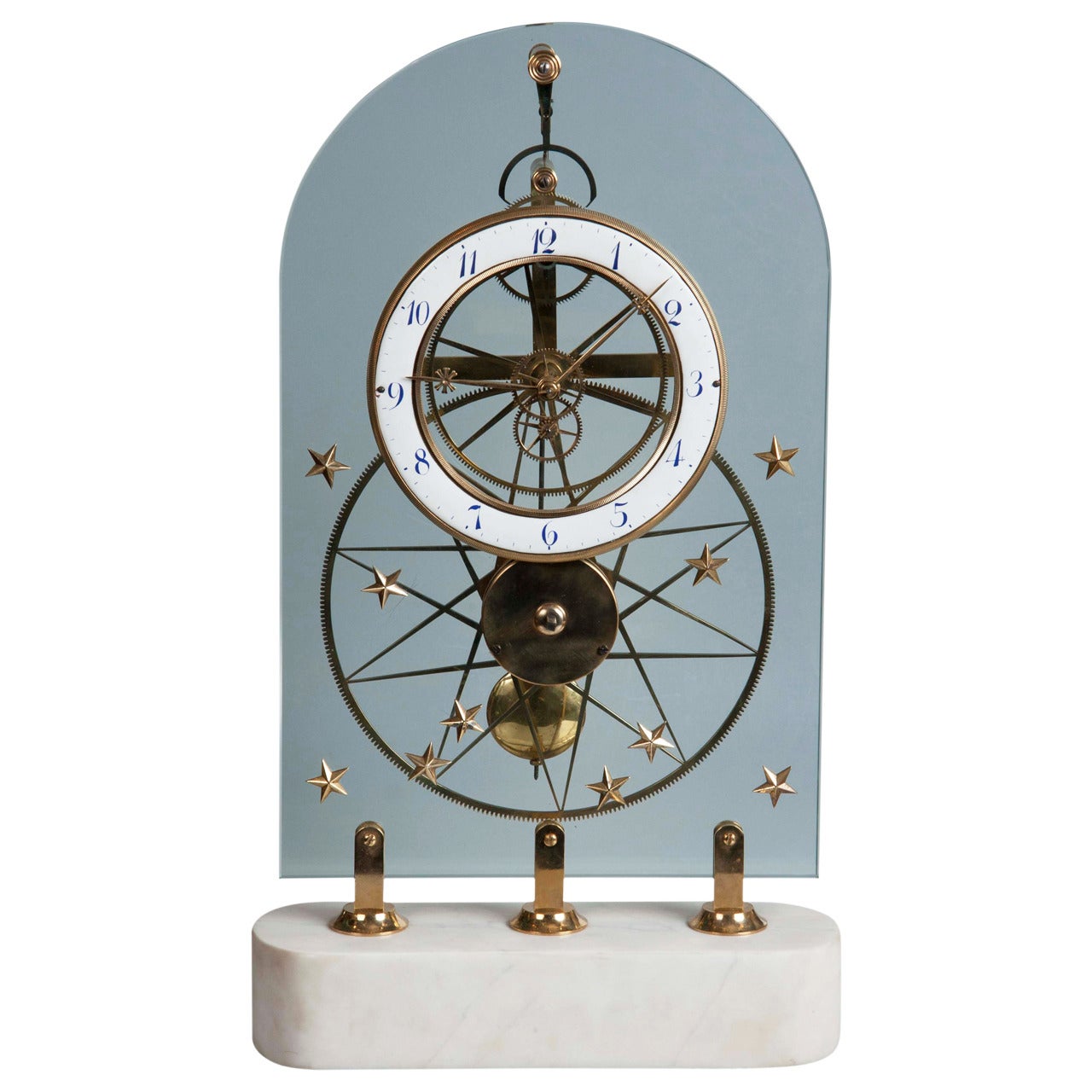French Glass Skeleton Clock