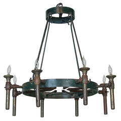 Eight-Light Bronze Chandelier