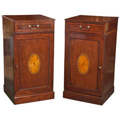 Pair of English Mahogany Hepplewhite Pedestal Cabinets 1