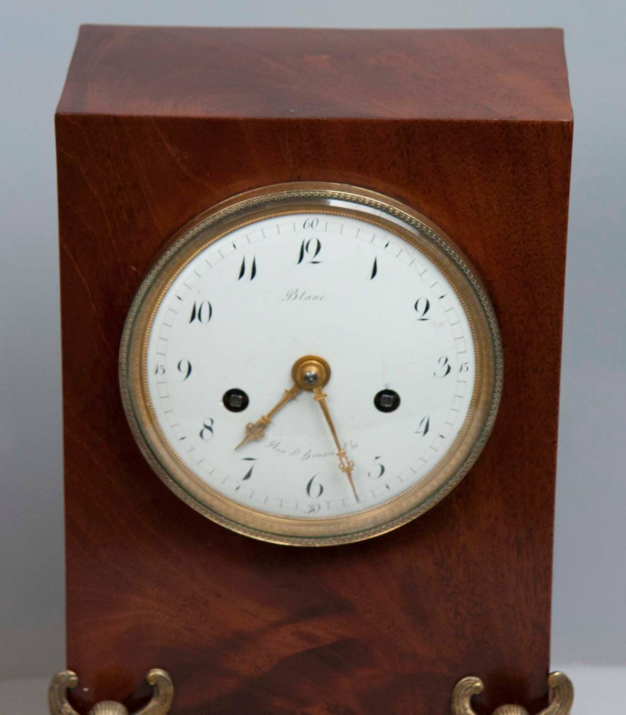 French Empire Mahogany Mantel Clock 6