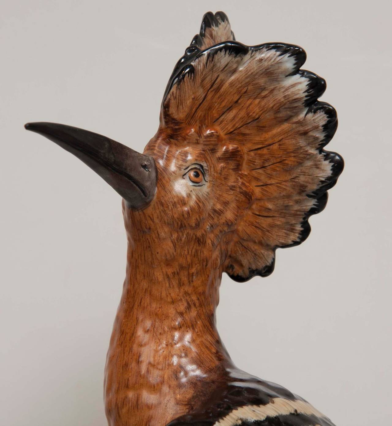 German Porcelain Hoopoe Bird by the Carl Thieme Factory, Dresden