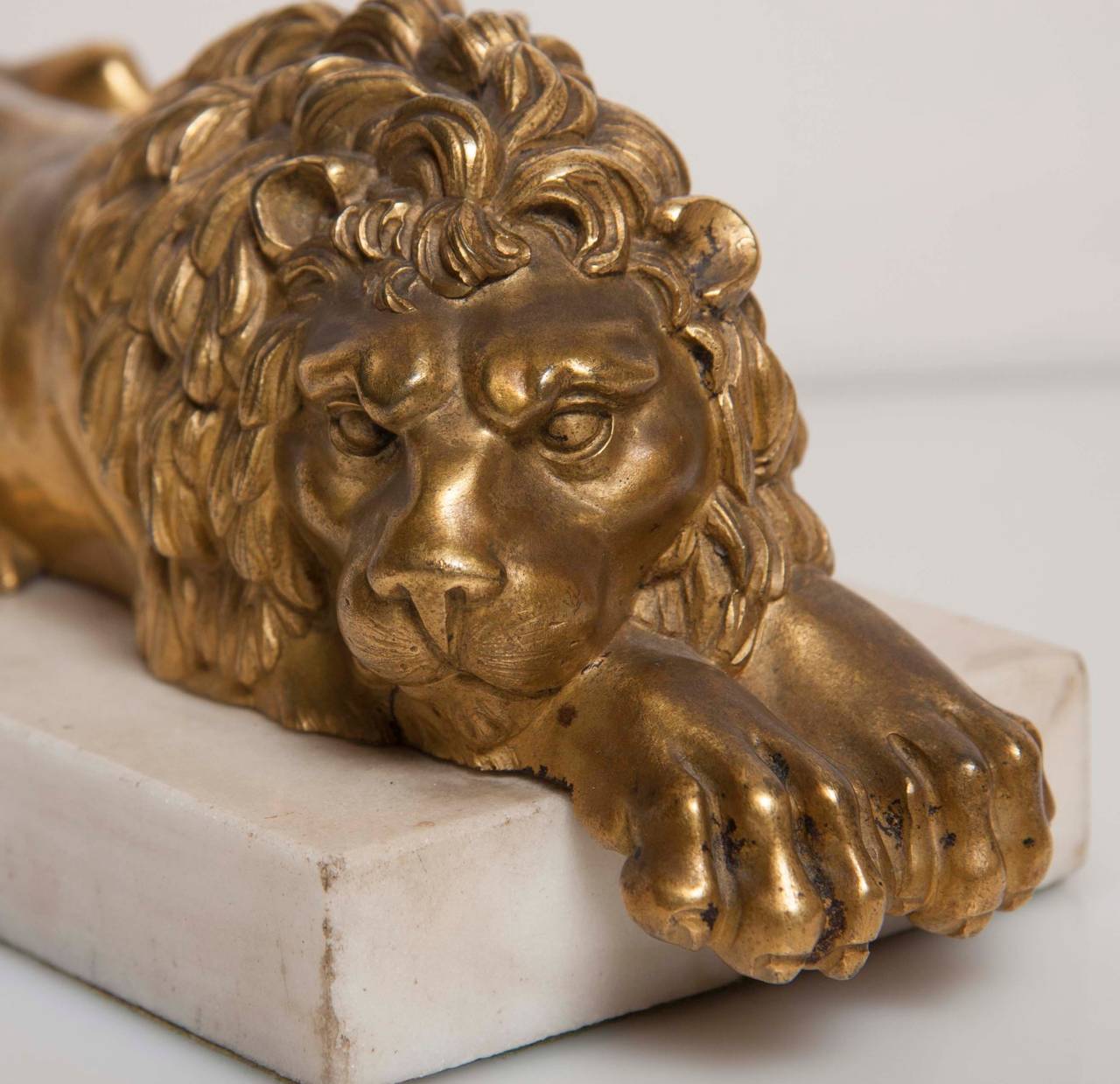 Gilt and Bronze Recumbent Lion Sculptures 2