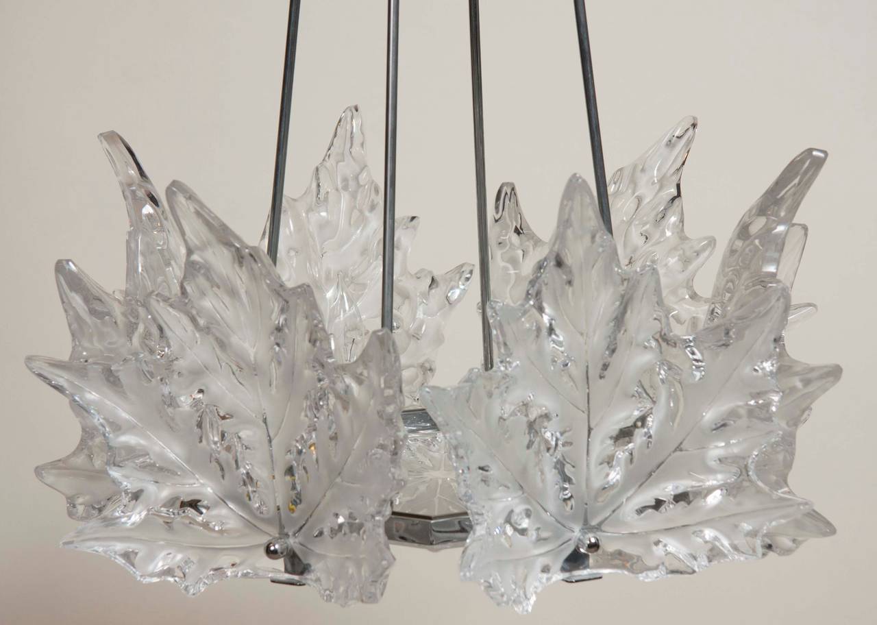 Leaf Form Lalique Chandelier 3