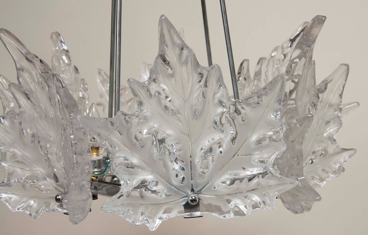 Leaf Form Lalique Chandelier 4