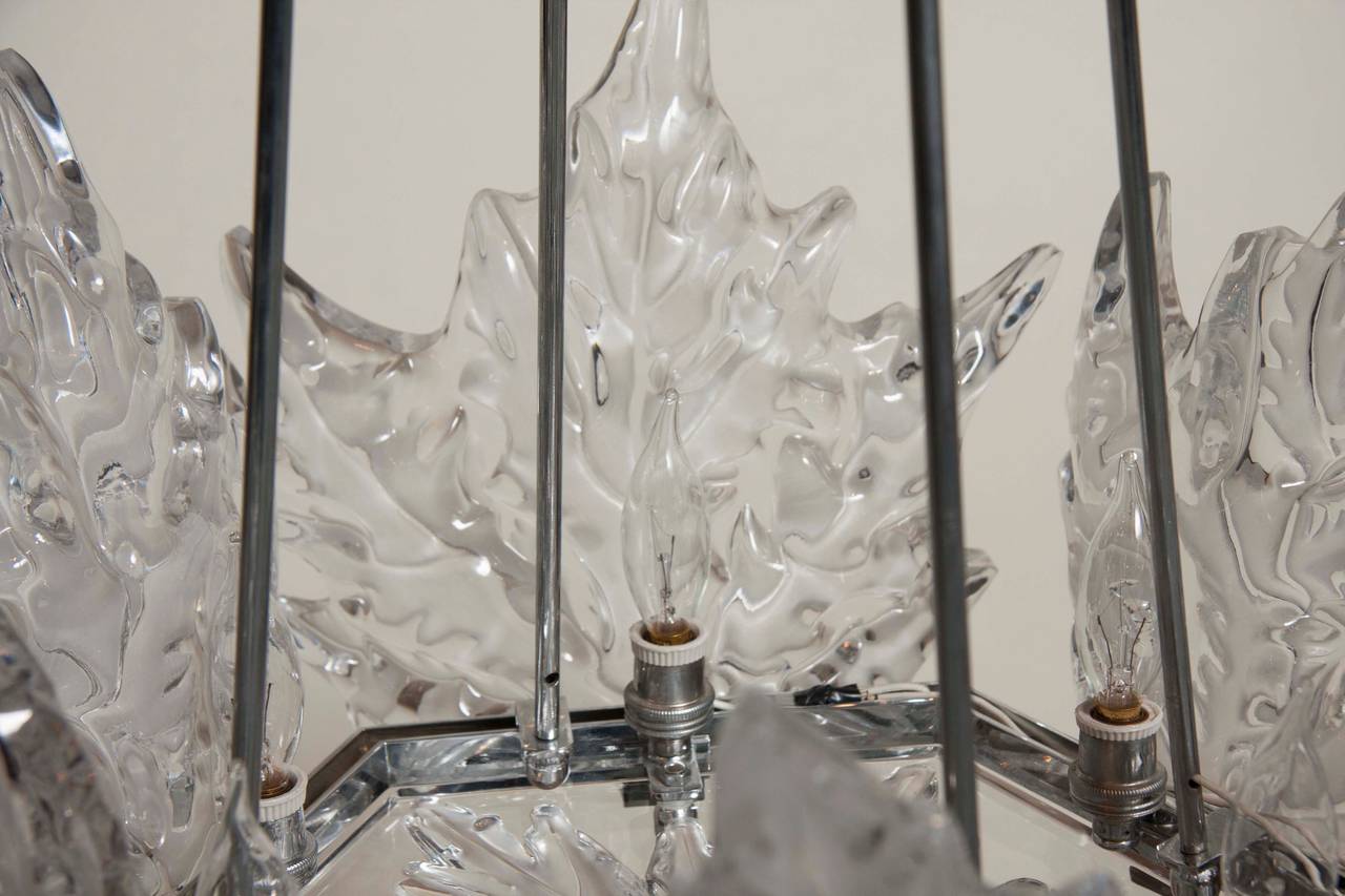 Leaf Form Lalique Chandelier 1