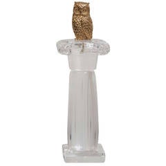 Vintage Steuben Owl on Crystal Column by James Houston