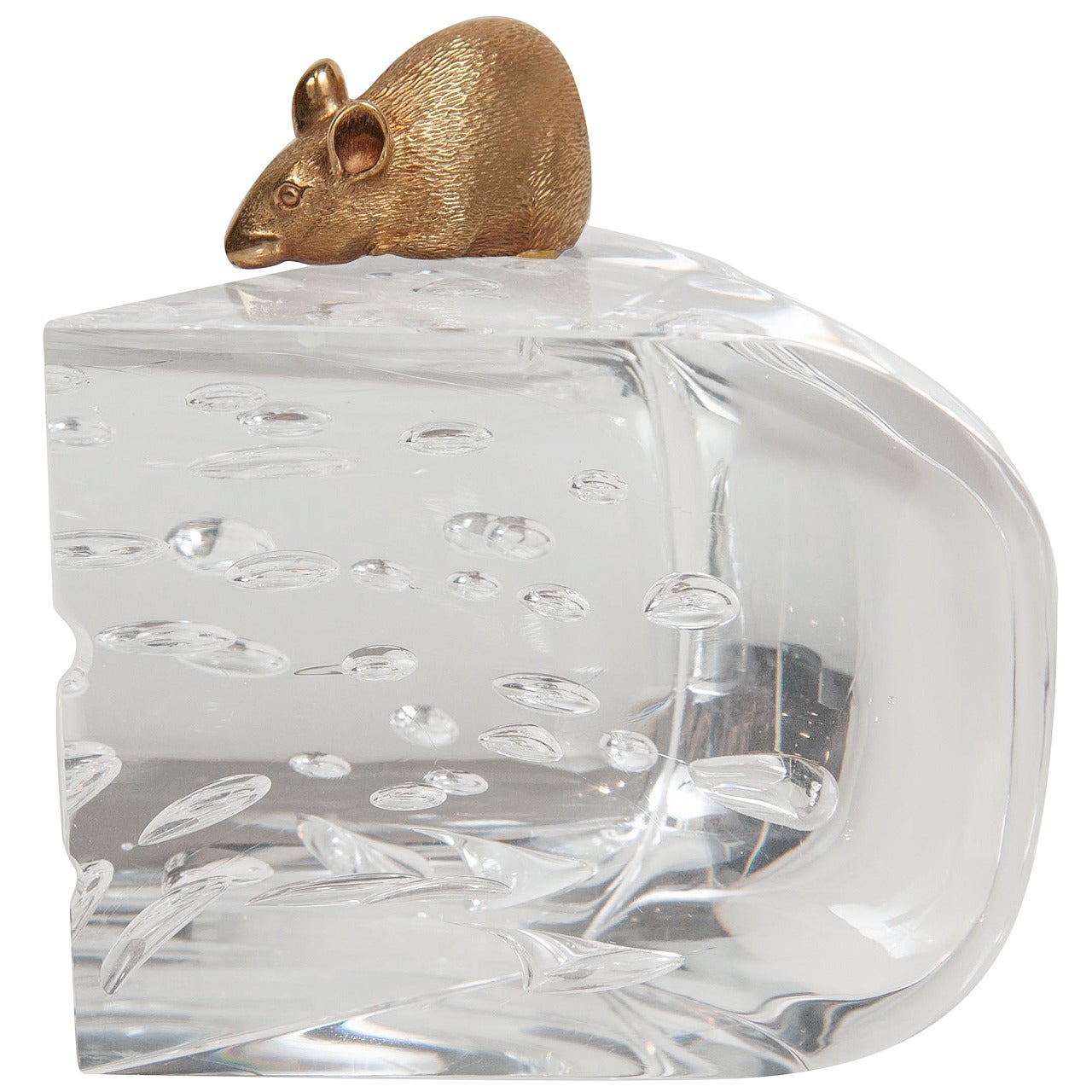 Steuben Glass Mouse and Cheese Objet D'art