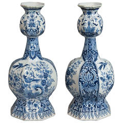 Pair of Blue and White Delftware Vases