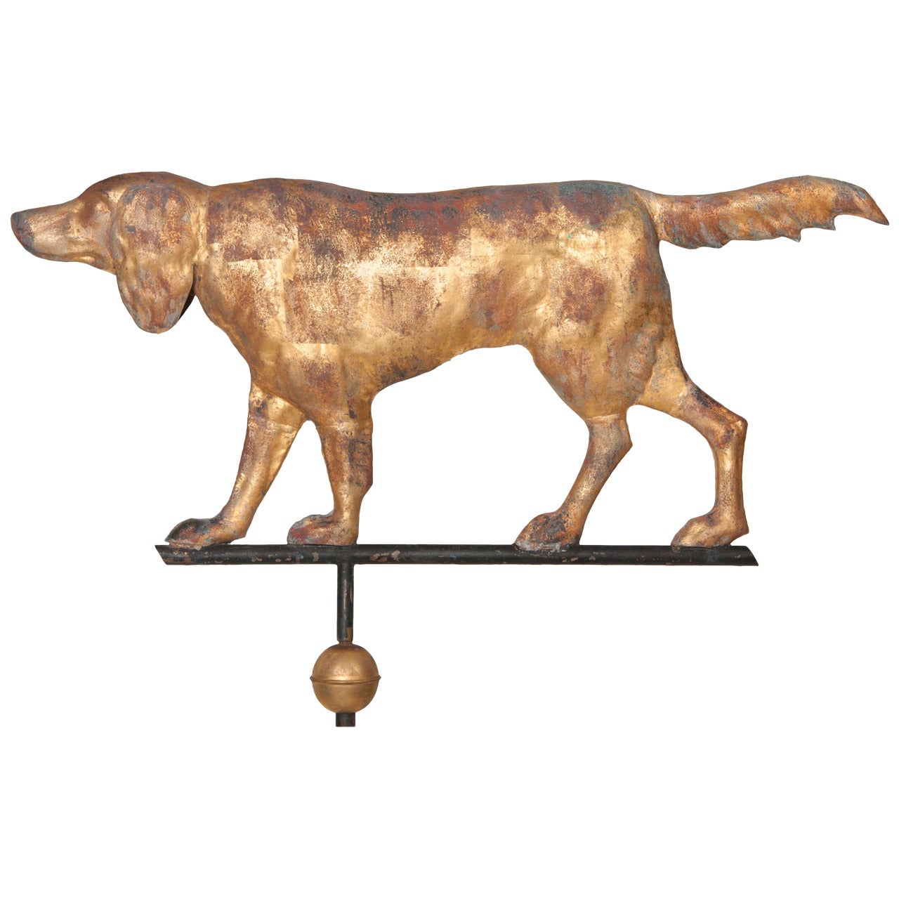 Massachusetts Full-Bodied Setter Weather Vane with All Original Elements
