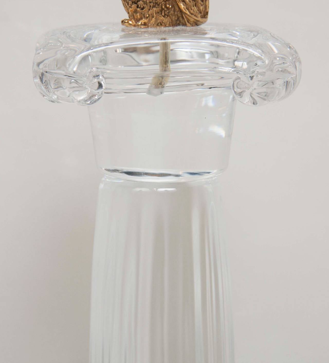 20th Century Steuben Owl on Crystal Column by James Houston For Sale