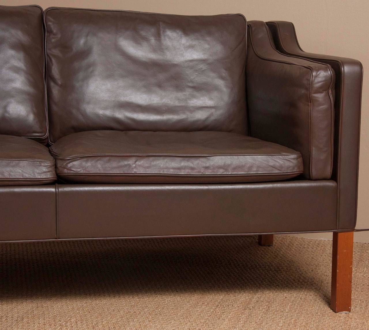 Mid-Century Modern Leather Sofa by Børge Mogensen