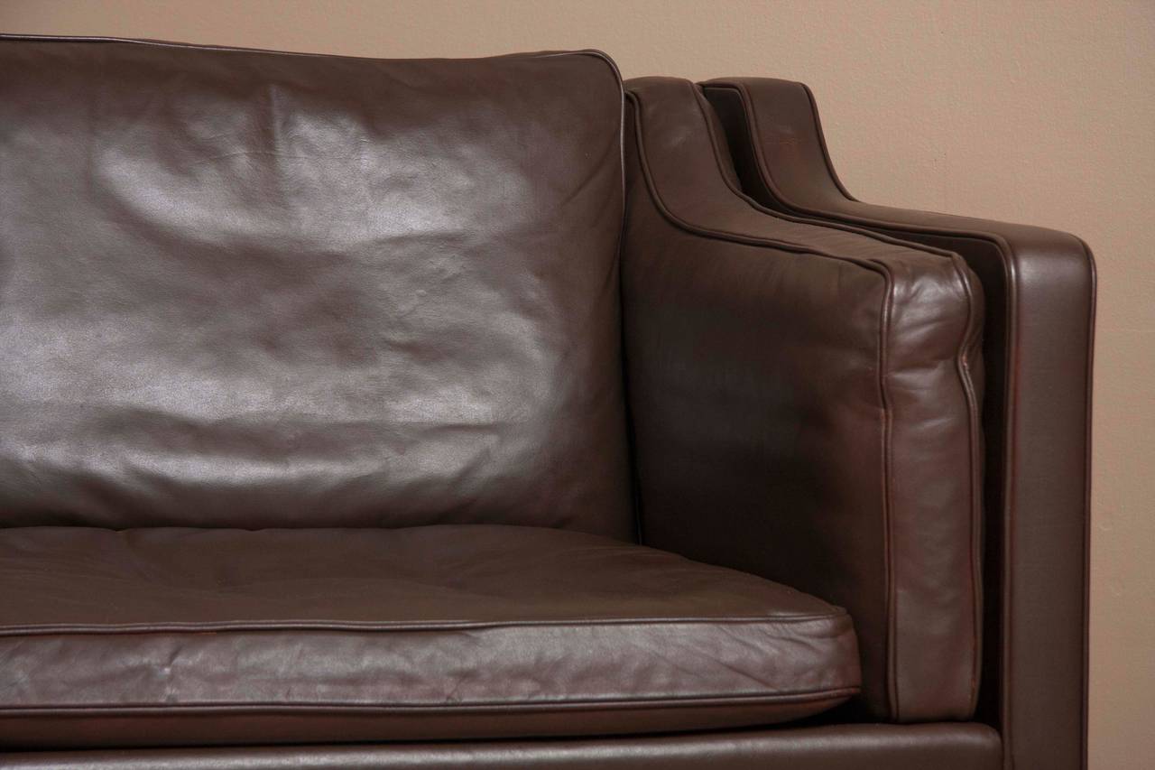 Danish Leather Sofa by Børge Mogensen For Sale