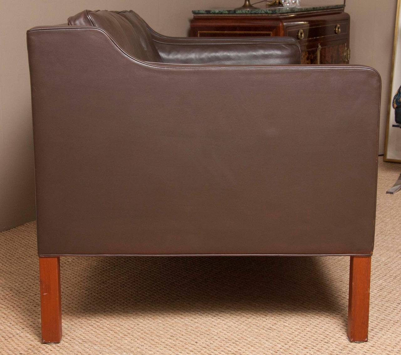 Leather Sofa by Børge Mogensen In Excellent Condition In Stamford, CT
