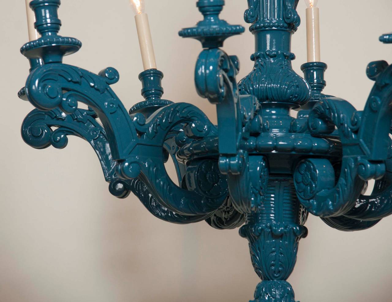 20th Century Louis XIV Style Lacquered Chandelier