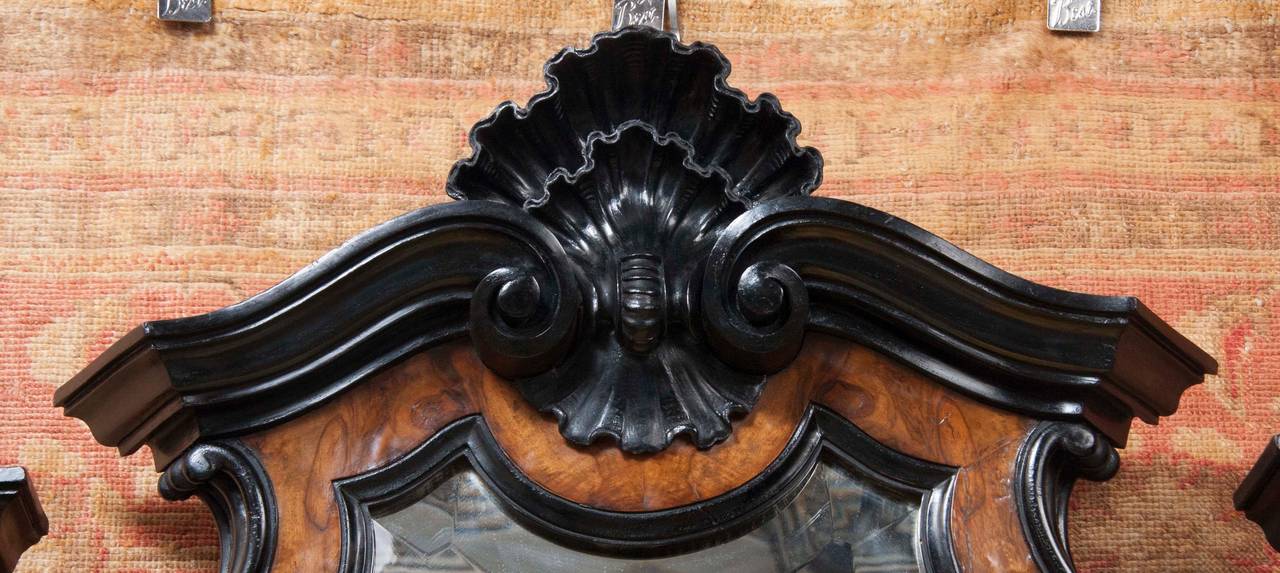 Ebonized Grand Baroque Style Dutch Mirror