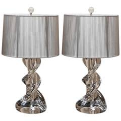 Matched Pair of Cristal de Sevres Lamps