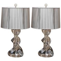 Vintage Matched Pair of Cristal de Sevres Lamps