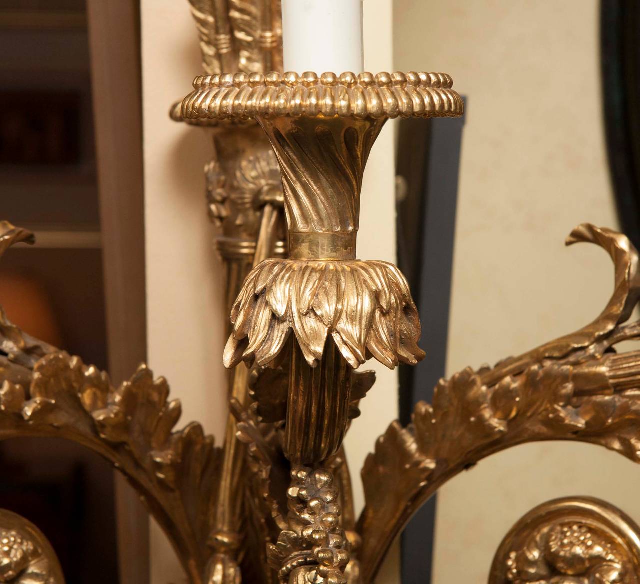 Monumental Pair Of French Wall Sconces In Excellent Condition In Stamford, CT