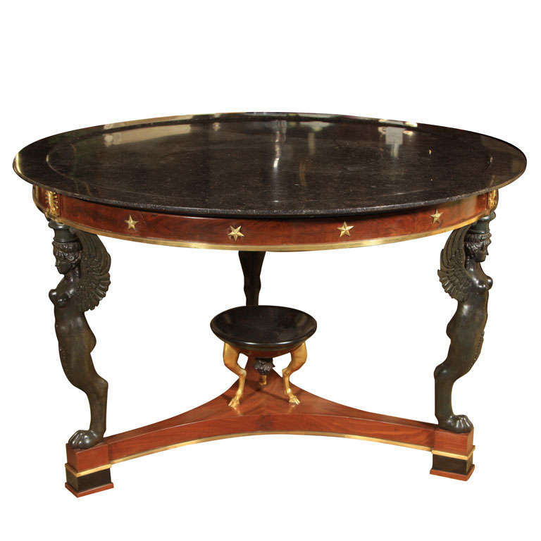 French Marble-Top Gueridon Table